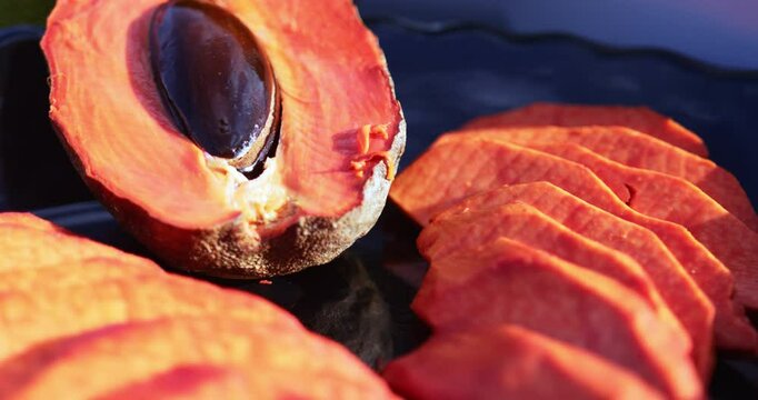close up of a mamey sapote