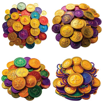 Mardi Coins or doubloons vector illustration