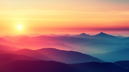 Awe-Inspiring Mountain Sunset Hues: Breathtaking Landscape Painting