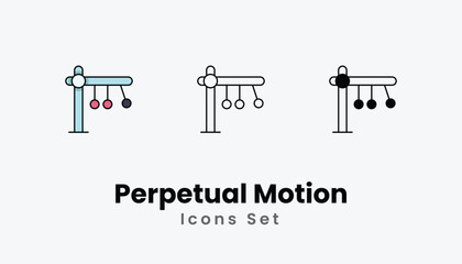 Perpetual Motion Icons thin line and glyph vector icon stock illustration