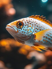 Obraz premium Speckled Fish: An Underwater Portrait in Warm Hues
