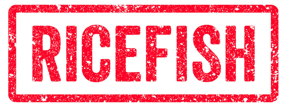 Ricefish Stamp Transparent Seal, Red Grunge Ricefish Word Rubber Stamp Seal