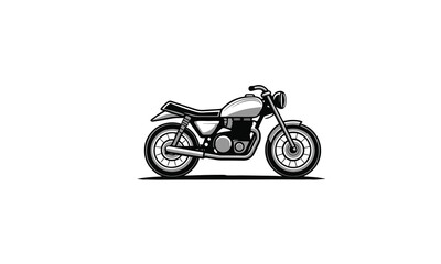 Obraz premium A motorcycle vector silhouette is a simplified, flat graphic representation of a motorcycle, focusing on its basic shape and key features like the frame, wheels, handlebars, and exhaust.