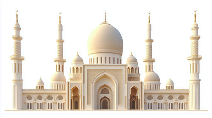 Fototapeta premium 3D illustration of the big mosque building, isolated on a white background