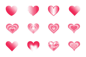 Set of Love heart icon white background vector file 02