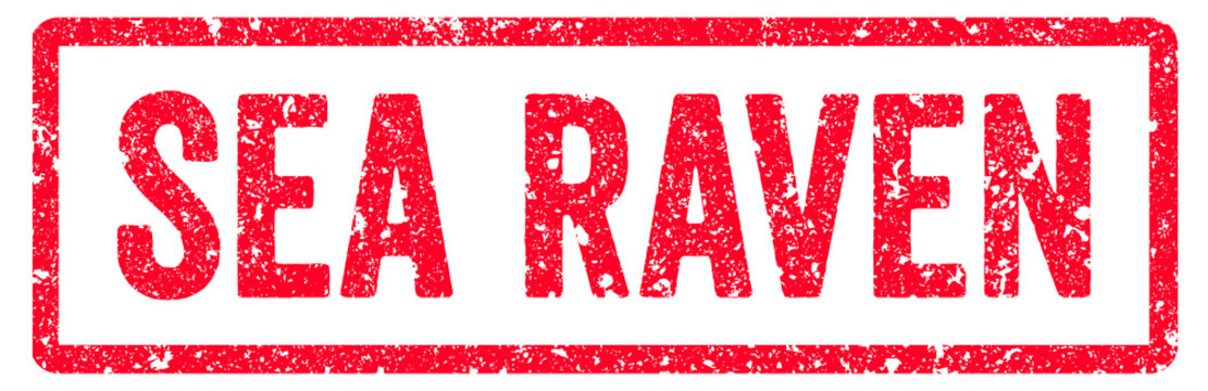 Sea Raven Stamp Transparent Seal, Red Grunge Sea Raven Word Rubber Stamp Seal