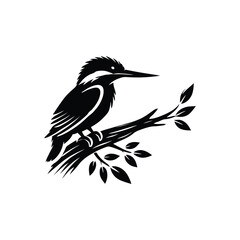 Fototapeta premium Kingfisher Emblem in Black Silhouette Design