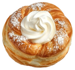 Fototapeta premium PNG Flaky pastry with whipped cream