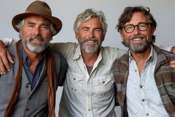 A group of friends in coordinated fashion expresses their deep connection and happiness, embodying the spirit of friendship and shared lifestyle