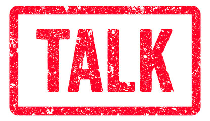 Talk Stamp Transparent Seal, Red Grunge Talk Word Rubber Stamp Seal