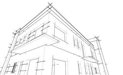 Sketch of modern building