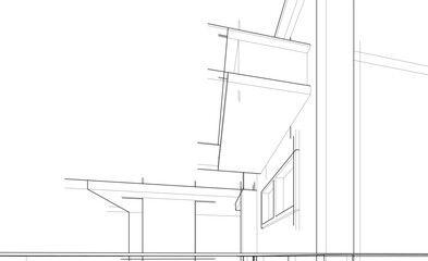 Sketch of modern building