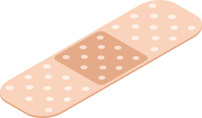 Beige adhesive bandage featuring white dots, covering a wound while providing essential first aid treatment and protection for effective healing and recovery