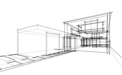 Sketch of modern building