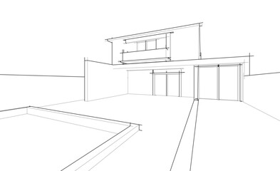 Sketch of modern building