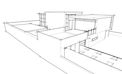 Sketch of modern building