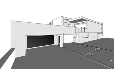 Sketch of modern building