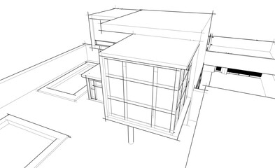 Sketch of modern building