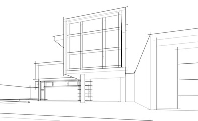 Sketch of modern building