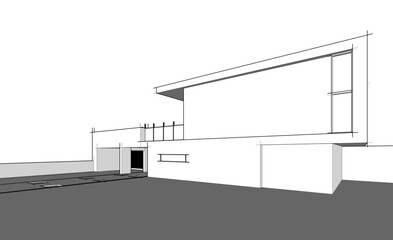 Sketch of modern building
