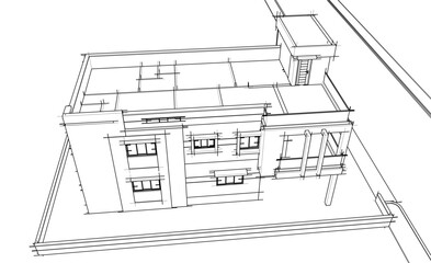 Sketch of modern building