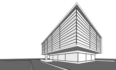 Sketch of modern building