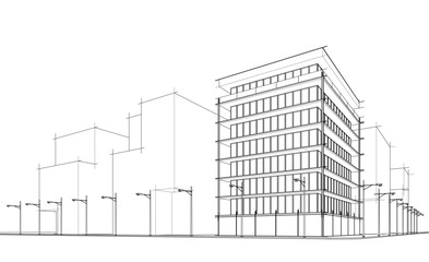 Sketch of modern building