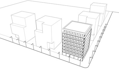 Sketch of modern building