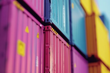 Fototapeta premium Colorful Shipping Containers Close Up