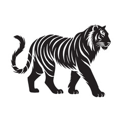 Detailed tiger silhouette for modern digital purposes - Tiger black vector

