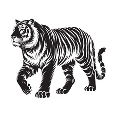 Majestic tiger silhouette for versatile media designs - Tiger black vector
