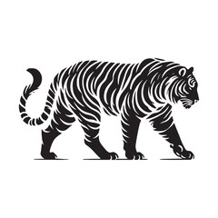 Detailed tiger silhouette for unique digital projects - Tiger black vector

