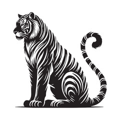 Stylish tiger silhouette for creative applications - Tiger illustration - minimallest tiger vector
