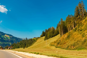 Alpine summer view at the famous Zillertal valley, Tyrol, Austria