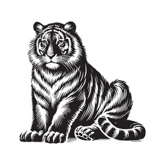 Tiger silhouette for digital and artistic designs - Tiger black vector
