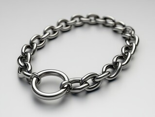 Fototapeta premium Elegant Silver Chain Bracelet with Round Link Design and Glossy Finish