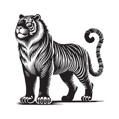 Minimalistic tiger silhouette for contemporary creative uses - Tiger illustration - minimallest tiger vector
