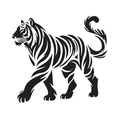 Captivating tiger silhouette for modern digital designs - Tiger black vector
