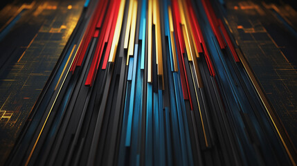 Abstract black background with Colorful charts and graphs with statistics to innovative analyze business potential and forecast future development of companies growth.