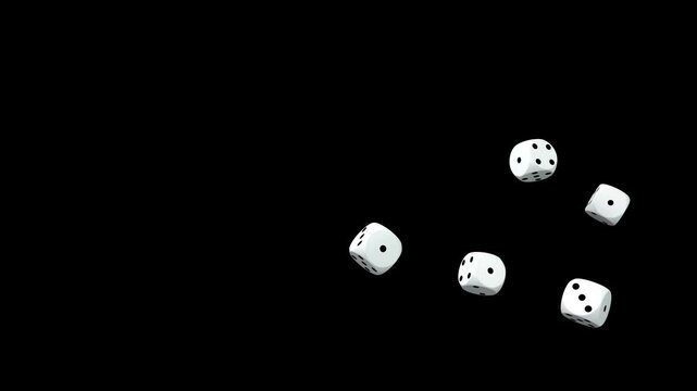 5 dice are rolled on a shiny gray background