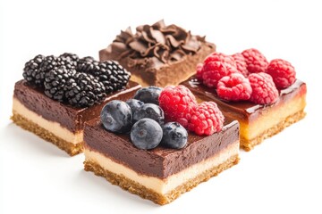 Gourmet Desserts on White Background