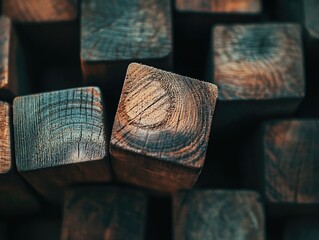 Wooden Building Blocks Close-Up