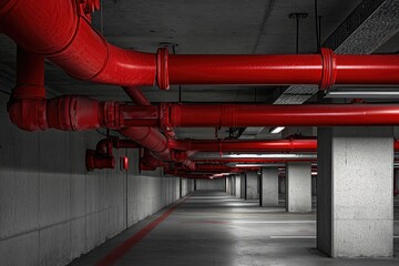 Red Fire Hydrant Concrete Building