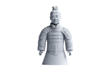 A detailed figurine representing a historical warrior, showcasing intricate armor and traditional attire.