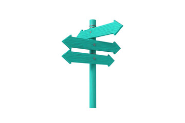 A teal signpost with multiple directional arrows indicating various paths or choices.