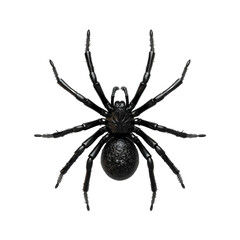 A 3D render of a black spider with eight legs and a round abdomen on a transparent background Halloween decoration arachnid insect creepy crawly eight legged creature spider illustration 3D model