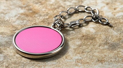 Stylish Pink Keychain on a Rustic Stone Surface for Creative Use
