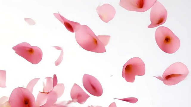 Pink Petals in Flight: A delicate ballet of soft pink petals, suspended mid-air, creating a mesmerizing abstract pattern.