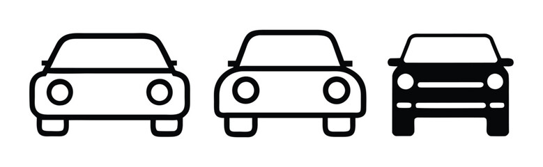 Car silhouette line icon set. vehicle, electric car, transportation, taxi, road, race, automobile and car rental icon set. Set of black modern shapes and Icons of Cars.