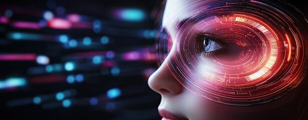 AI-driven educational analytics visualizing student performance through colorful, holographic charts and graphs, layered with watercolor light effects and a sleek digital interface design